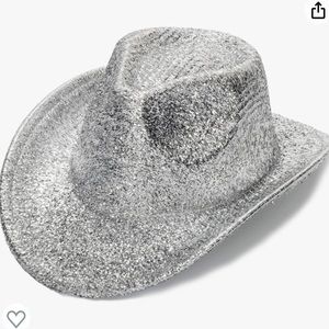 Silver Glitter-Effect Western Cowboy Hat (S-M)